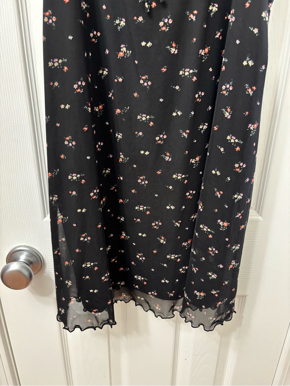 Rue 21 Floral Mesh Hem Slip Dress Size XL Y2K Cottagecore Grunge Mini Dress - Picture 4 of 8
